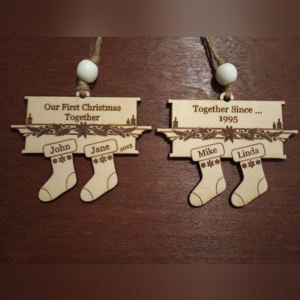 Personalized couples Christmas ornament